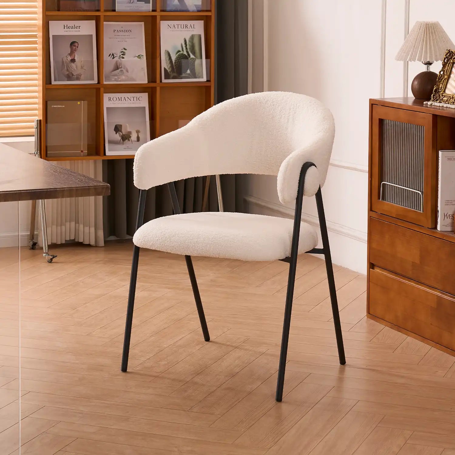 Noah Dining Chairs – Set of 2 | White Sherpa Fleece