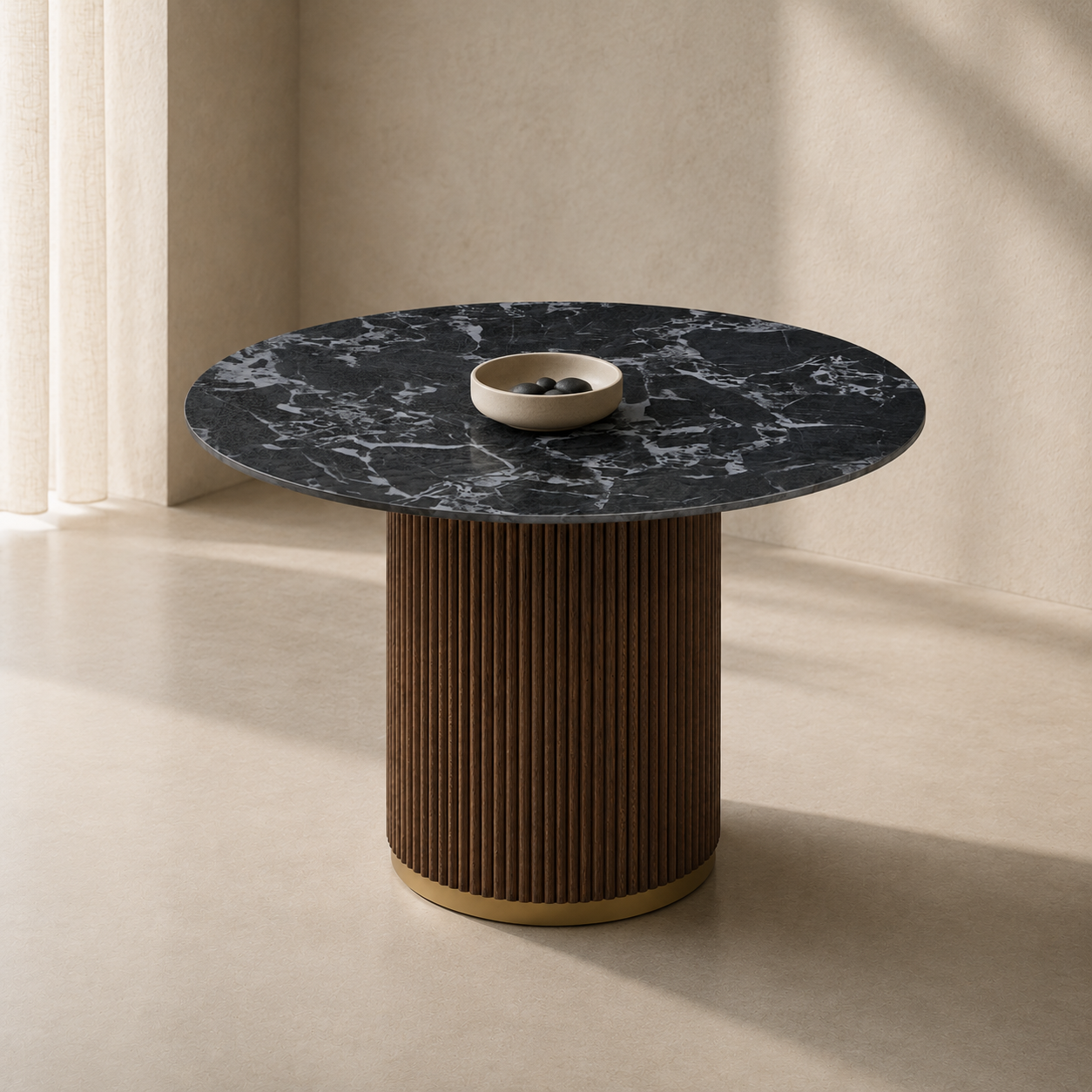 Marcio Dining Table – Round | Black Marble