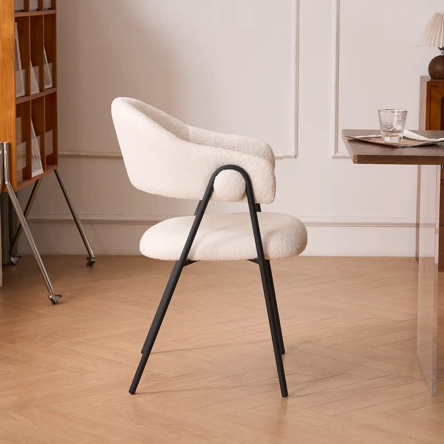 Noah Dining Chairs – Set of 2 | White Sherpa Fleece