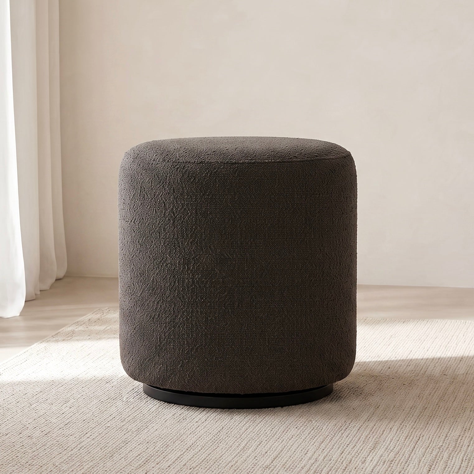 Ben Round Stool – Granite | Boucle