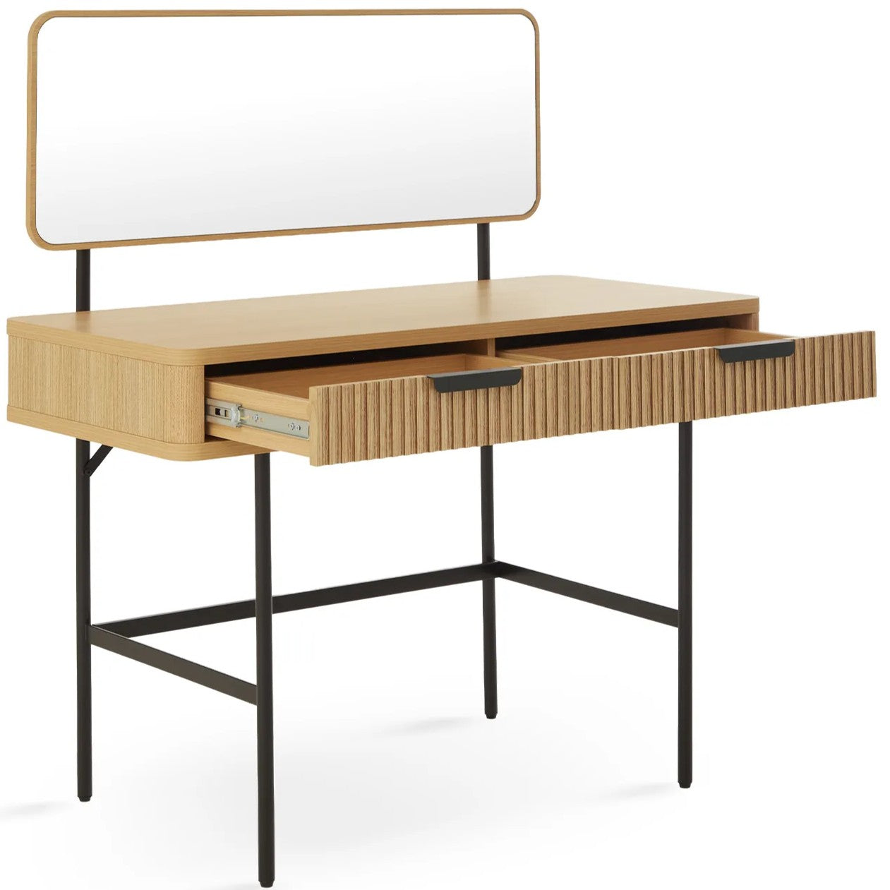Alder Dressing Table & Mirror – One Drawer | Natural Oak