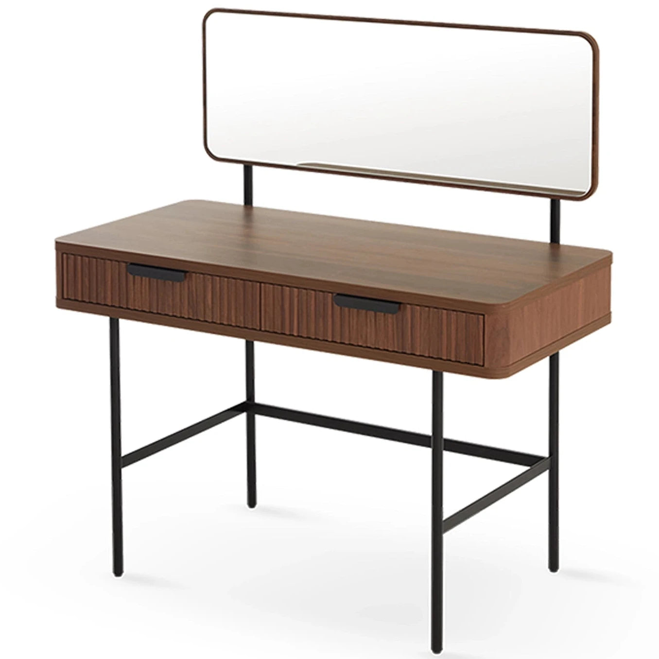 Alder Dressing Table & Mirror – One Drawer | Walnut