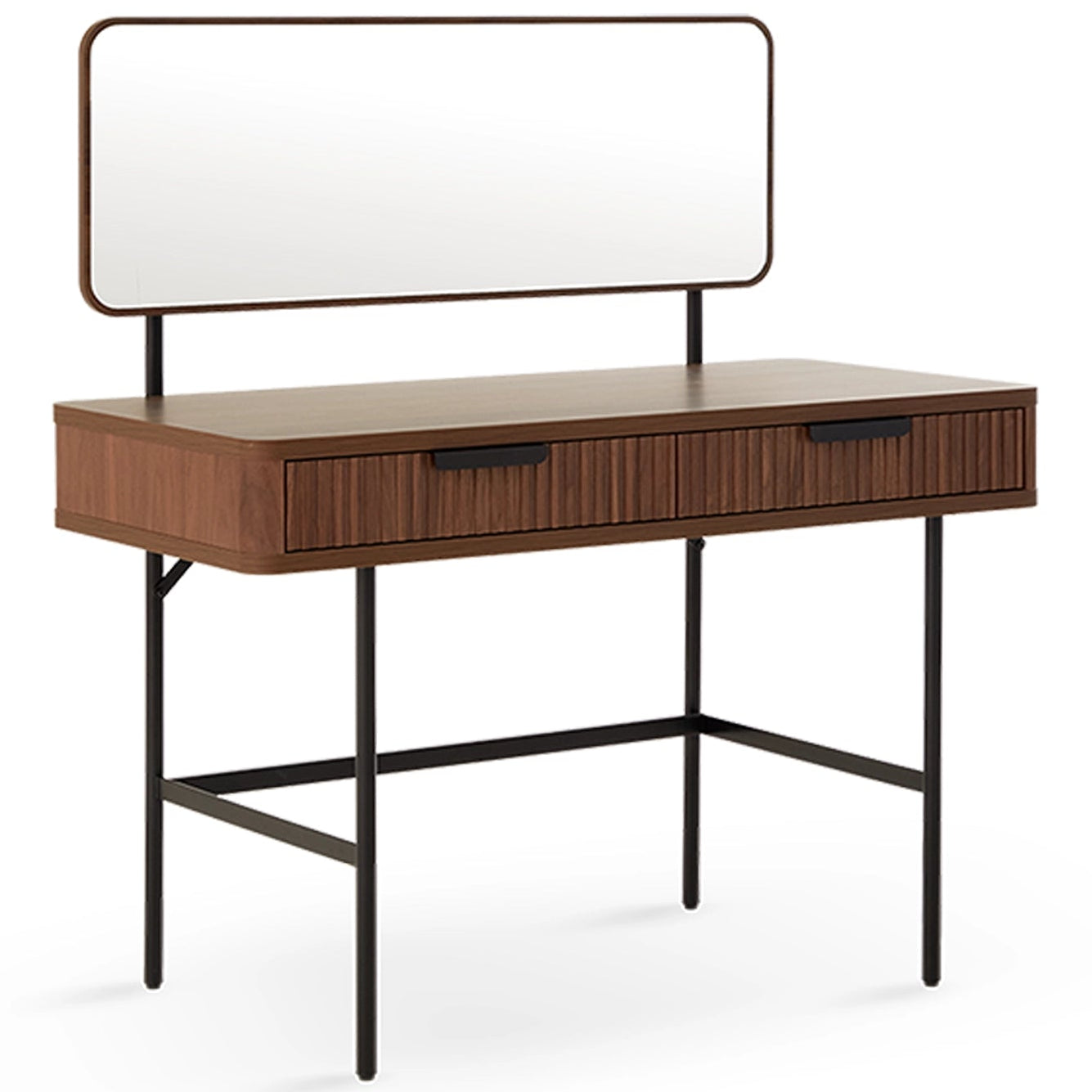Alder Dressing Table & Mirror – One Drawer | Walnut