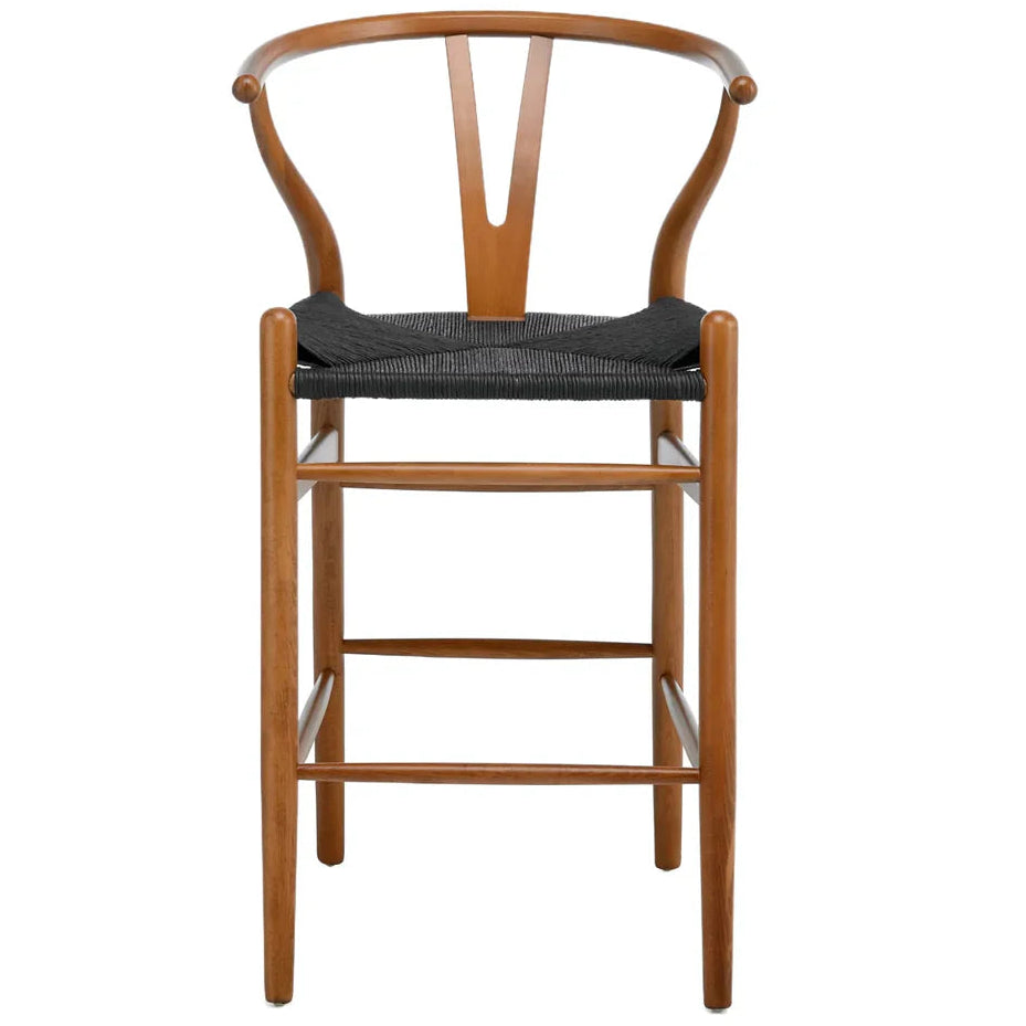 Blanca Bar Stool – Black Rope | Walnut Finish