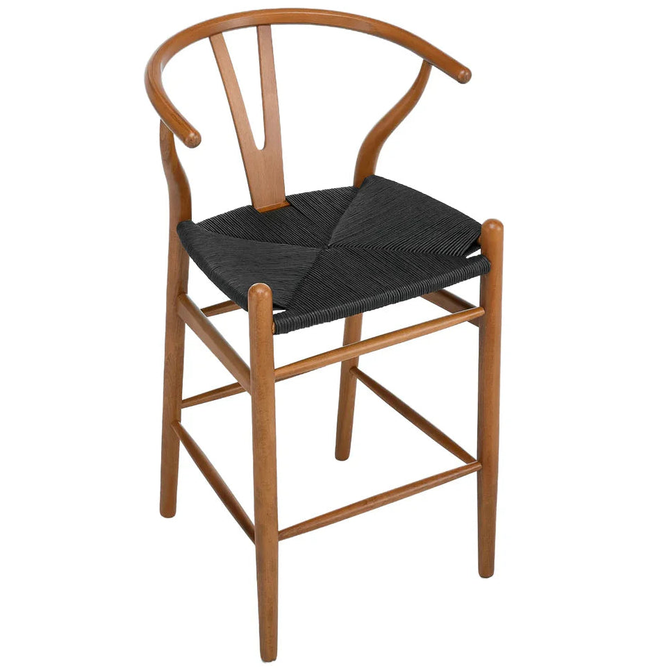 Blanca Bar Stool – Black Rope | Walnut Finish