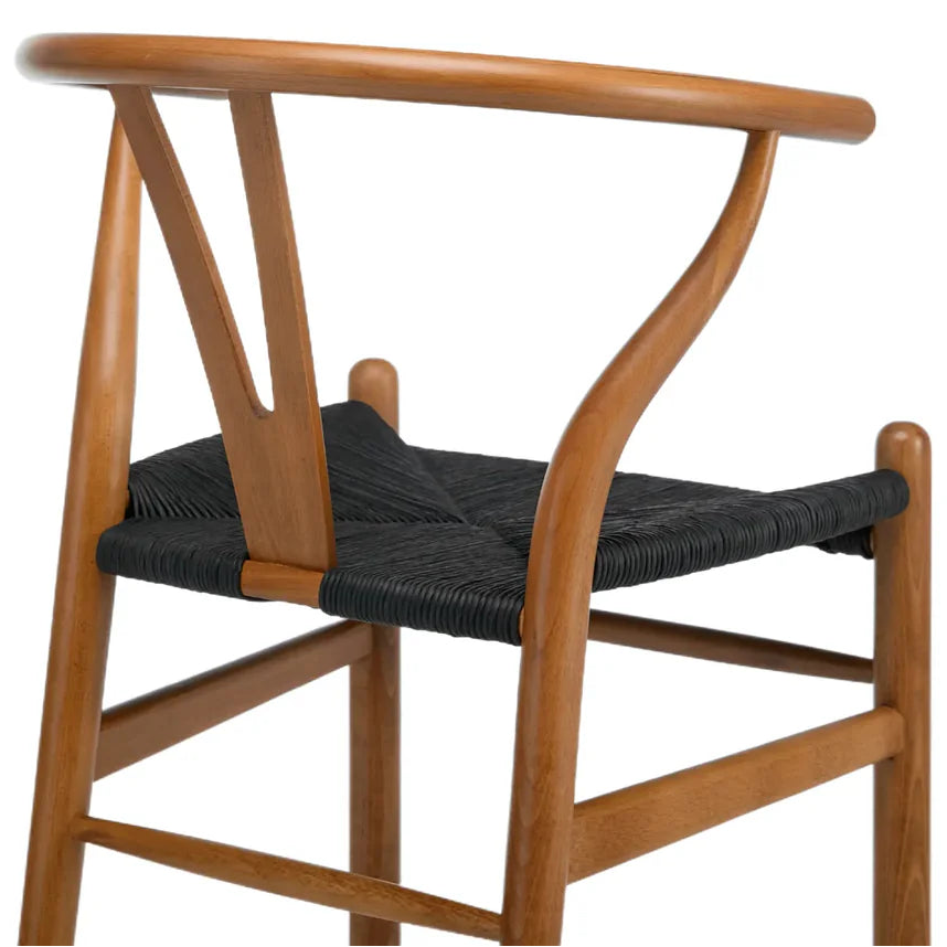 Blanca Bar Stool – Black Rope | Walnut Finish