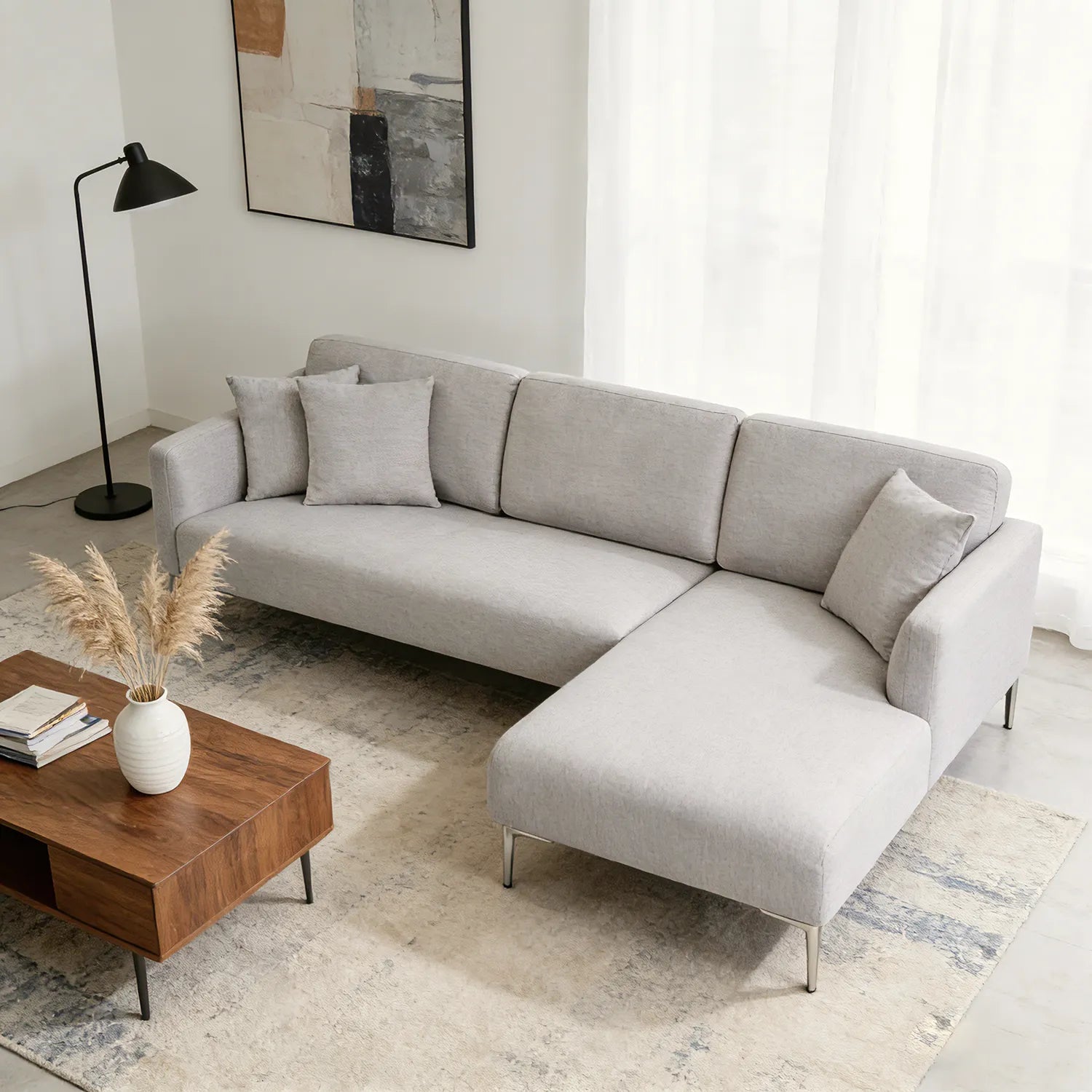 Barry Right Corner Sofa – 3 Seater | Taupe Grey