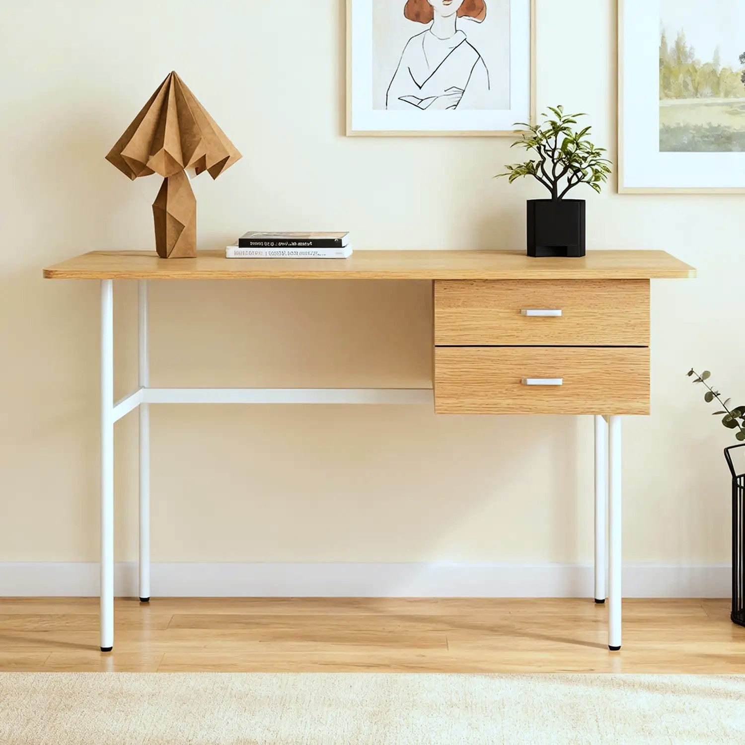 Canyon Dressing Table & Mirror – Two Drawer | Natural Oak