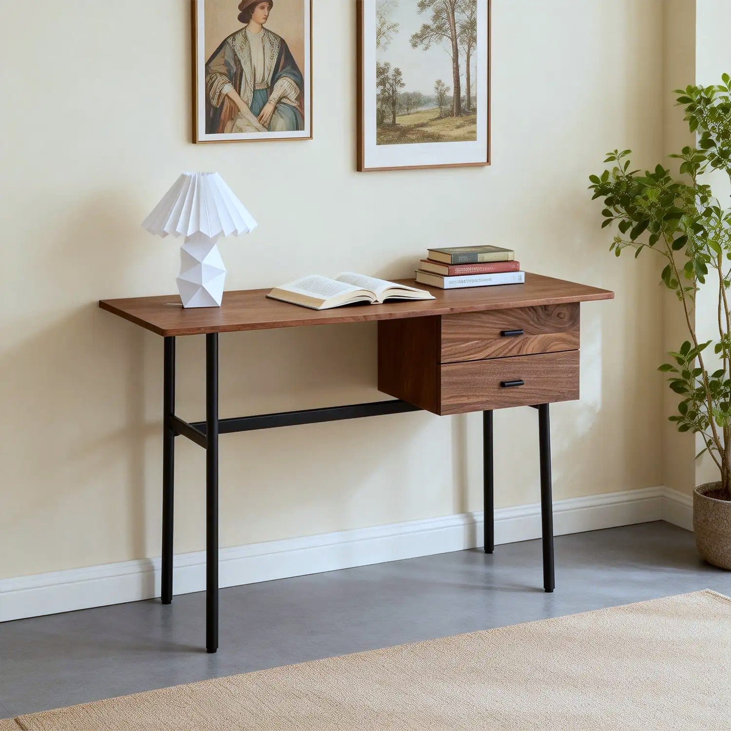 Canyon Dressing Table & Mirror – Two Drawer | Walnut