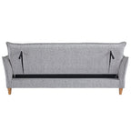 Gray sofa with wooden legs on a white background