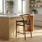 Blanca Bar Stool – Black Rope | Walnut Finish