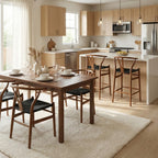 Blanca Bar Stool – Black Rope | Walnut Finish