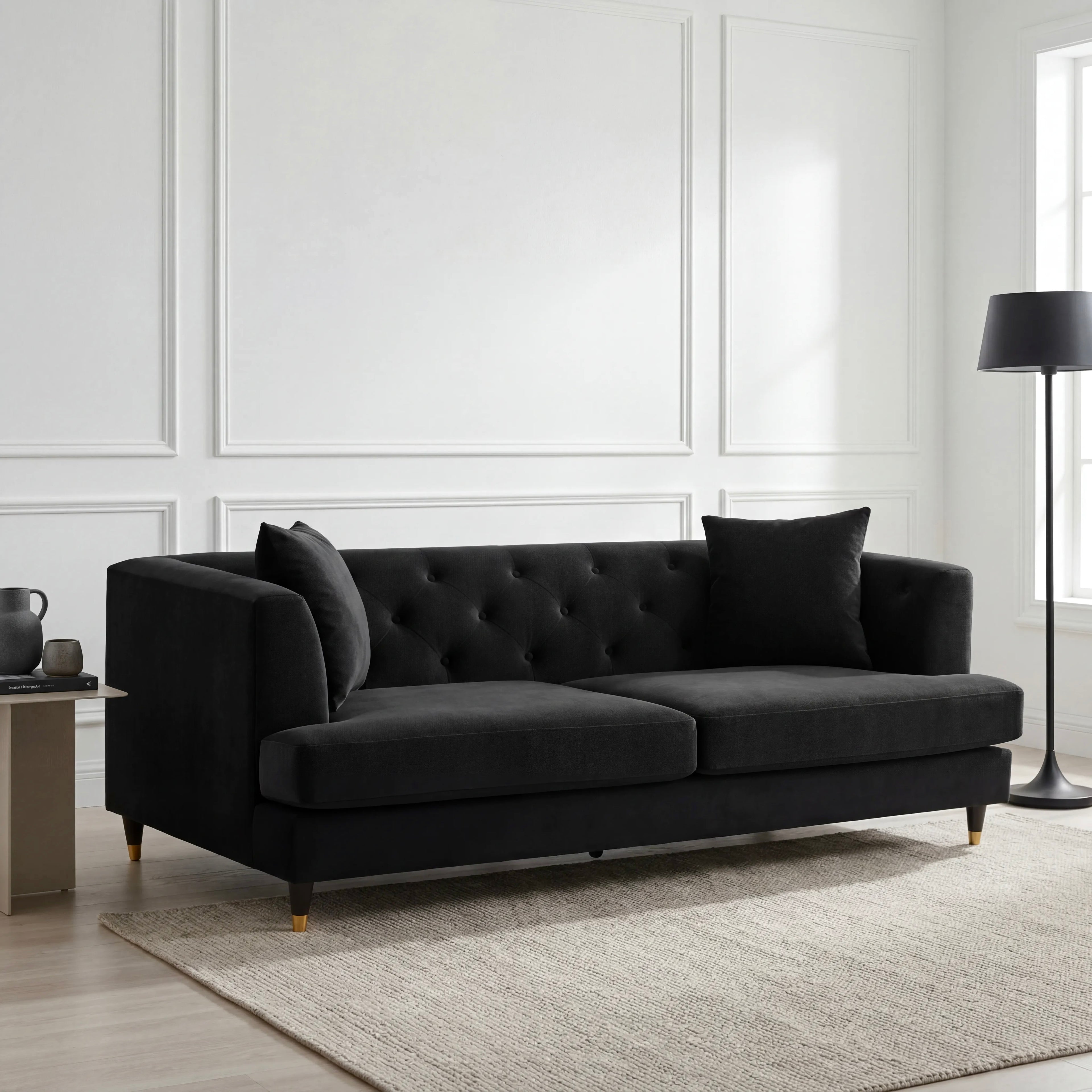 Tribeca Velvet Sofa – 3 Seater | Black