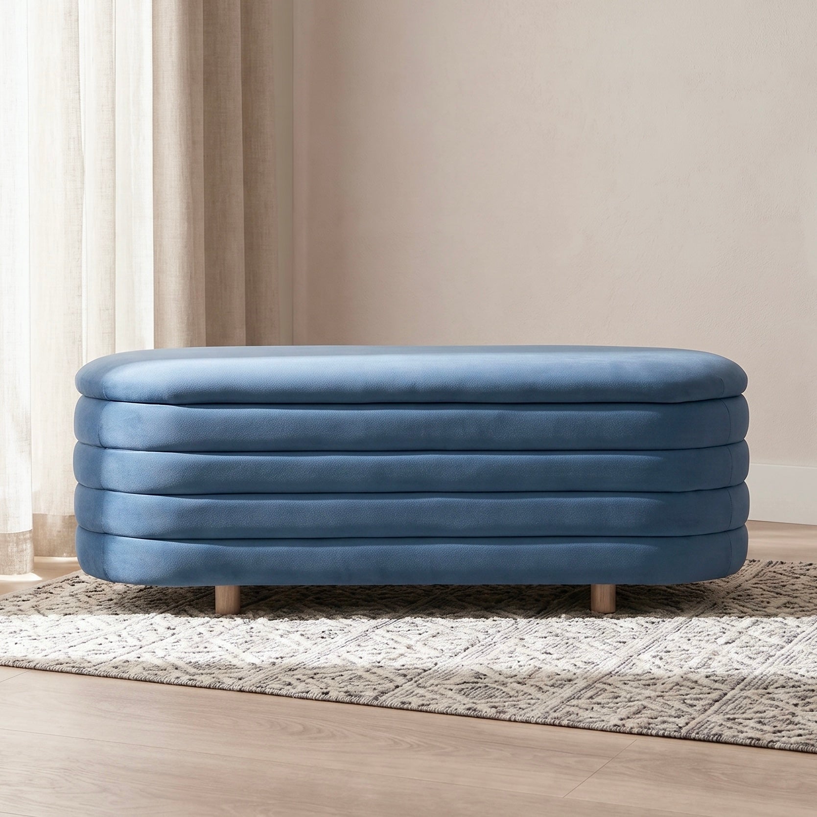 Ripple Ottoman – Blue | Velvet