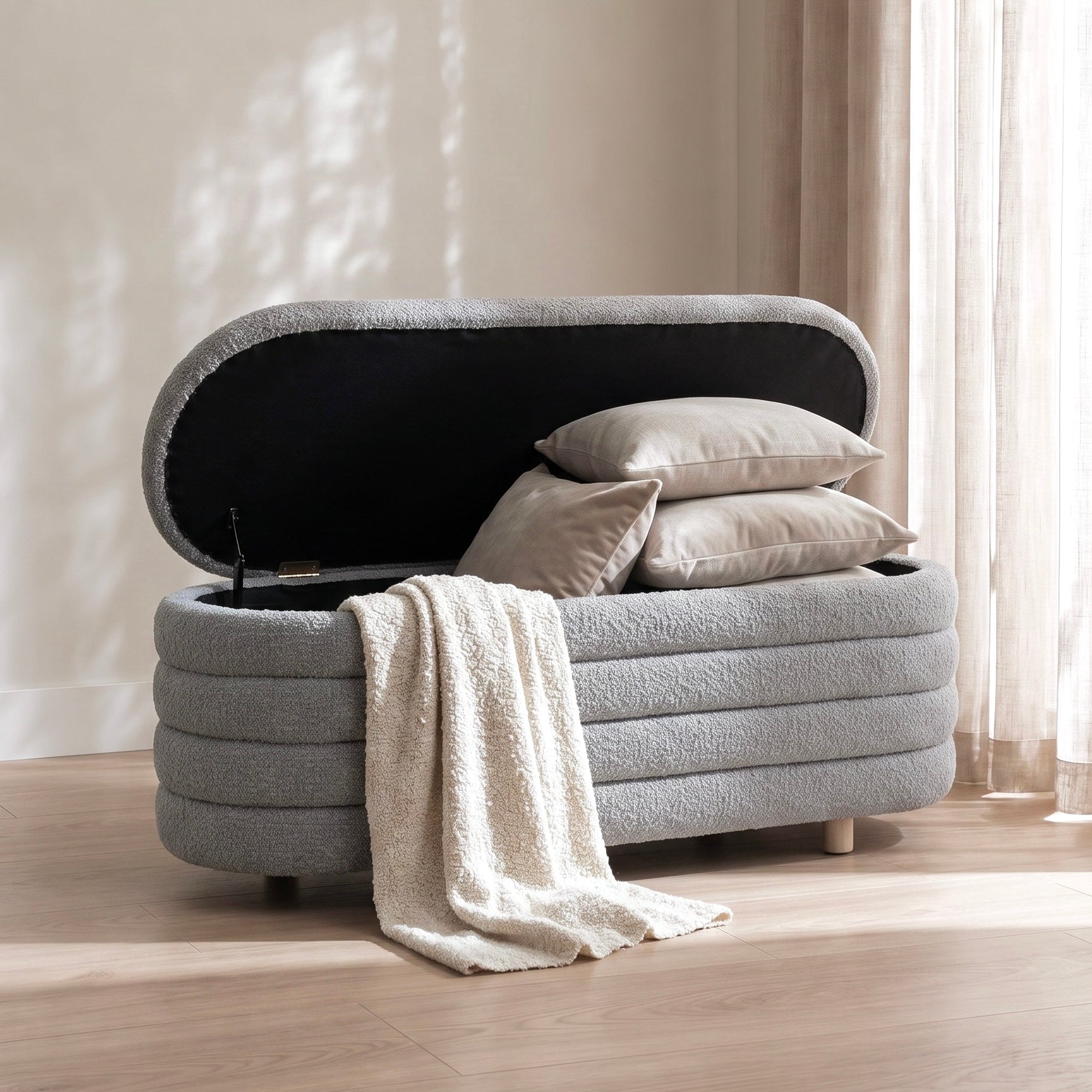 Ripple Ottoman – Dove | Velvet