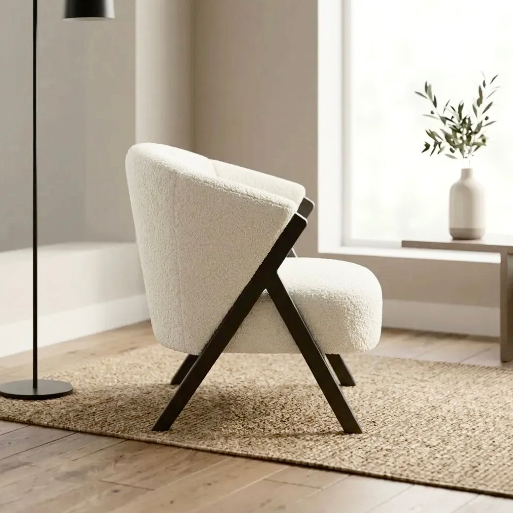 Nico Accent Chair – Sherpa Fleece | White