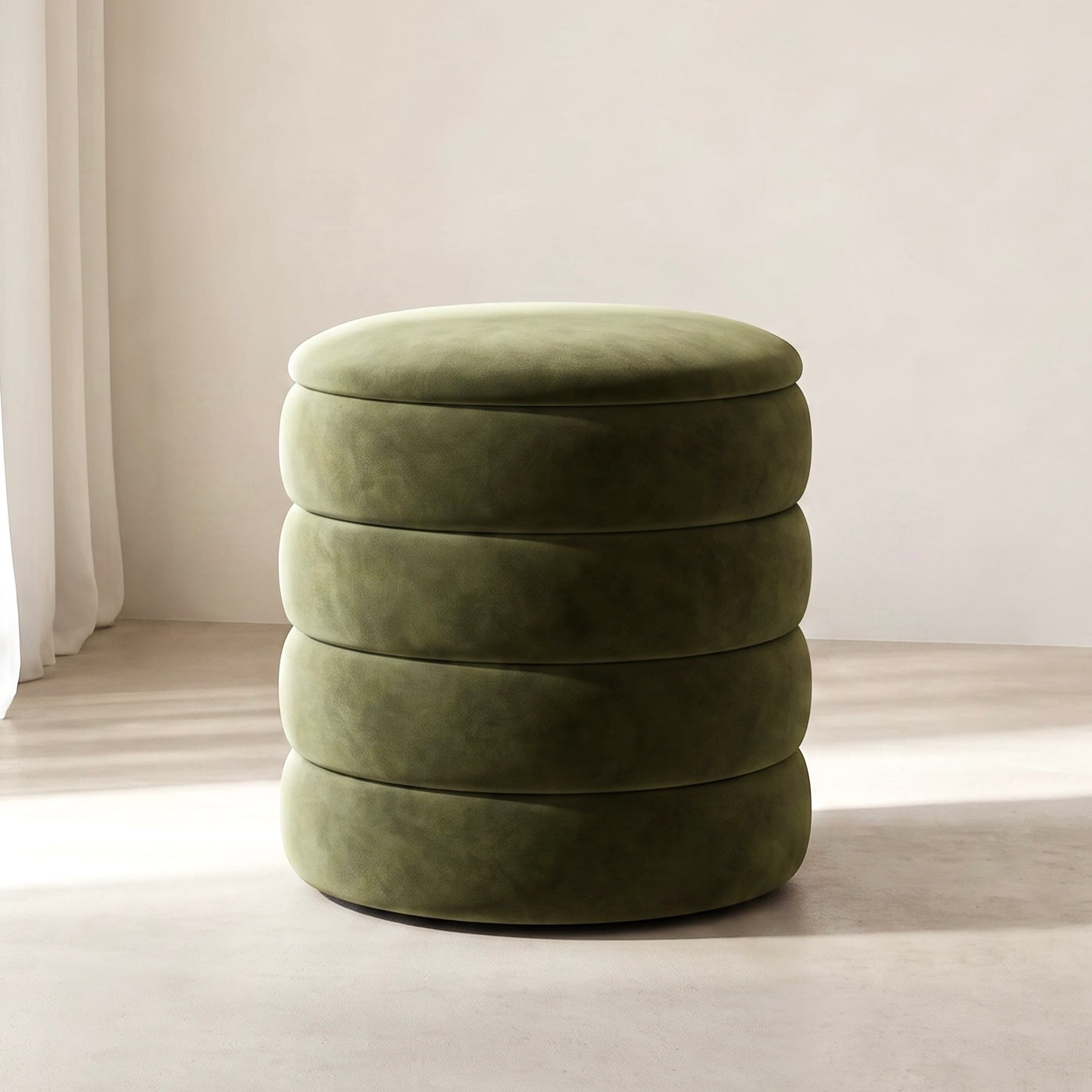 Ripple Ribbed Stool – Olive | Velvet