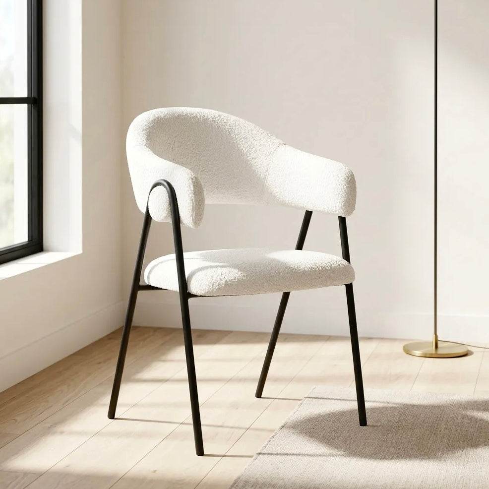 Noah Dining Chairs – Set of 2 | White Sherpa Fleece