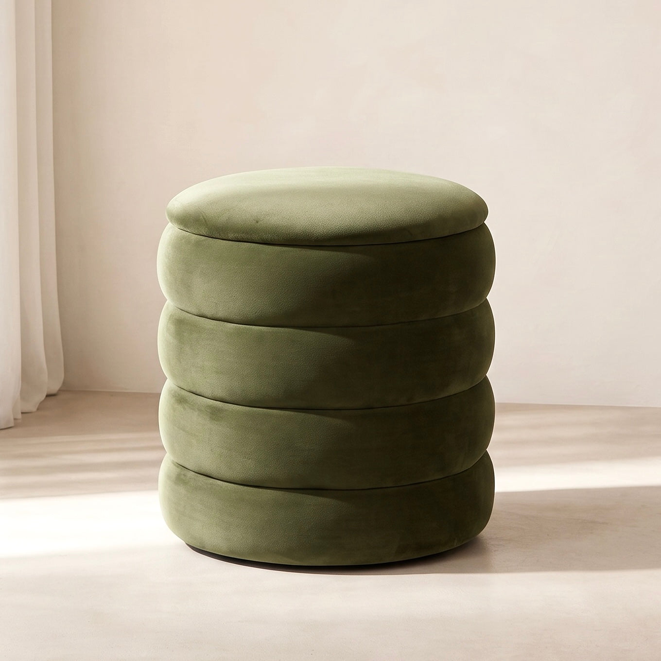 Ripple Ribbed Stool – Olive | Velvet