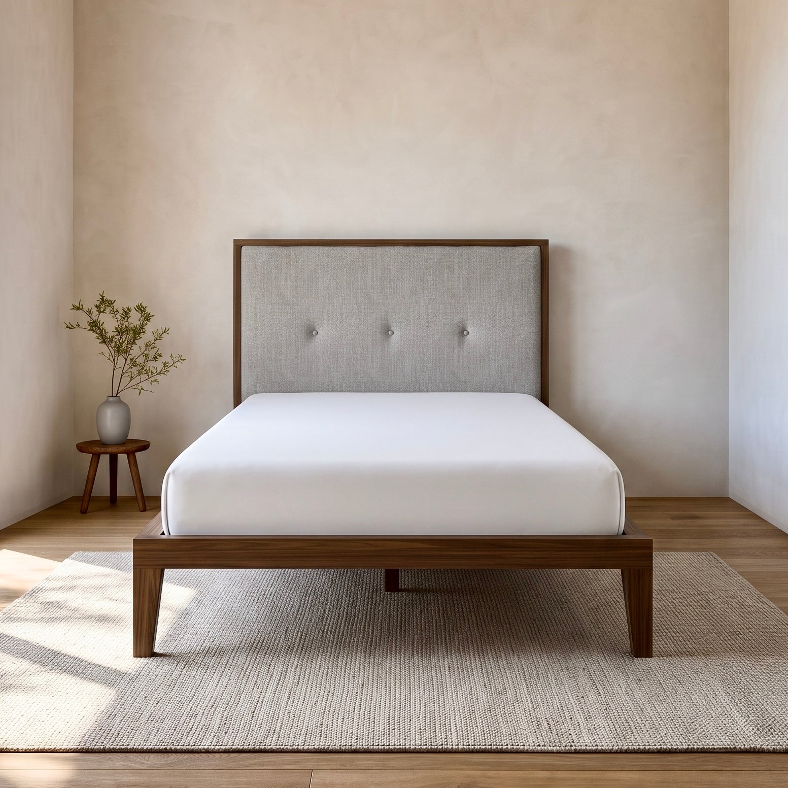 Ivy Bedframe – Walnut | Grey Weave
