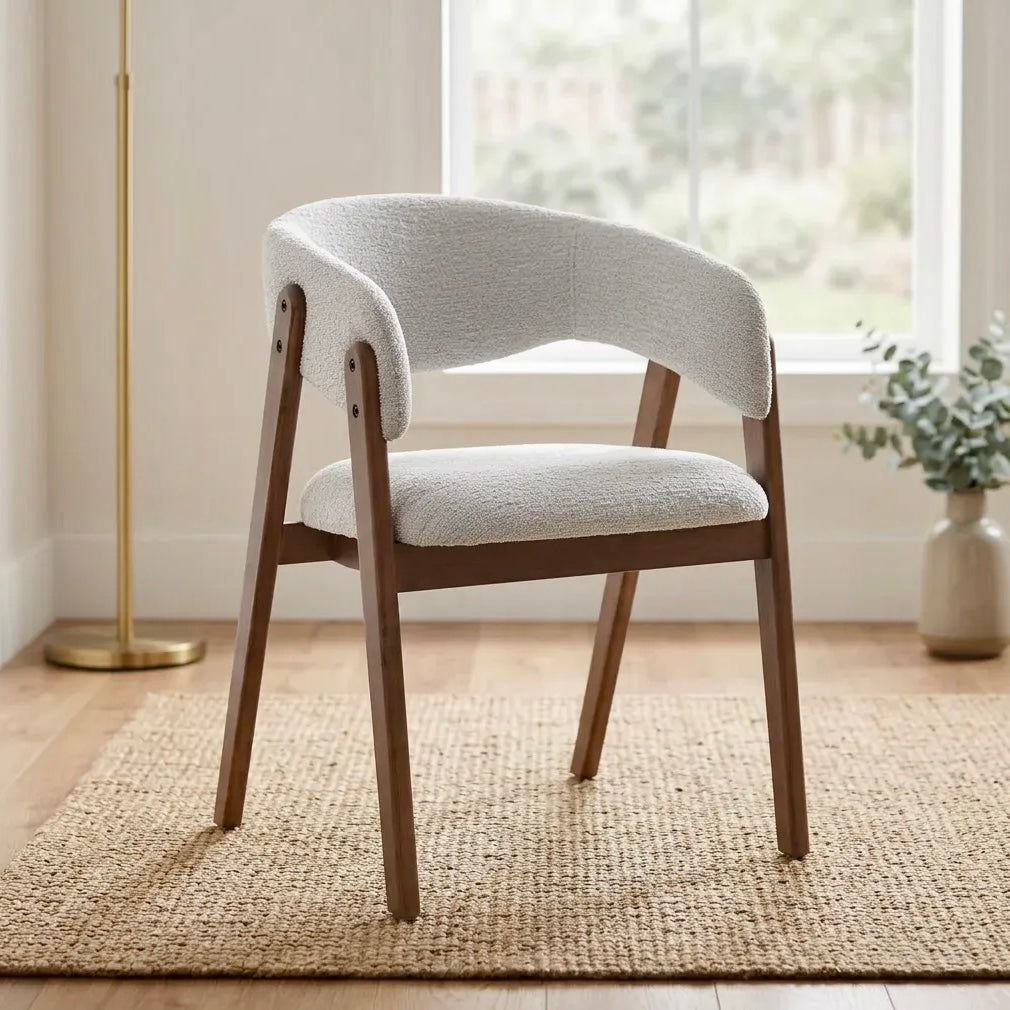 Riverton Boucle Dining Chair – Light Grey