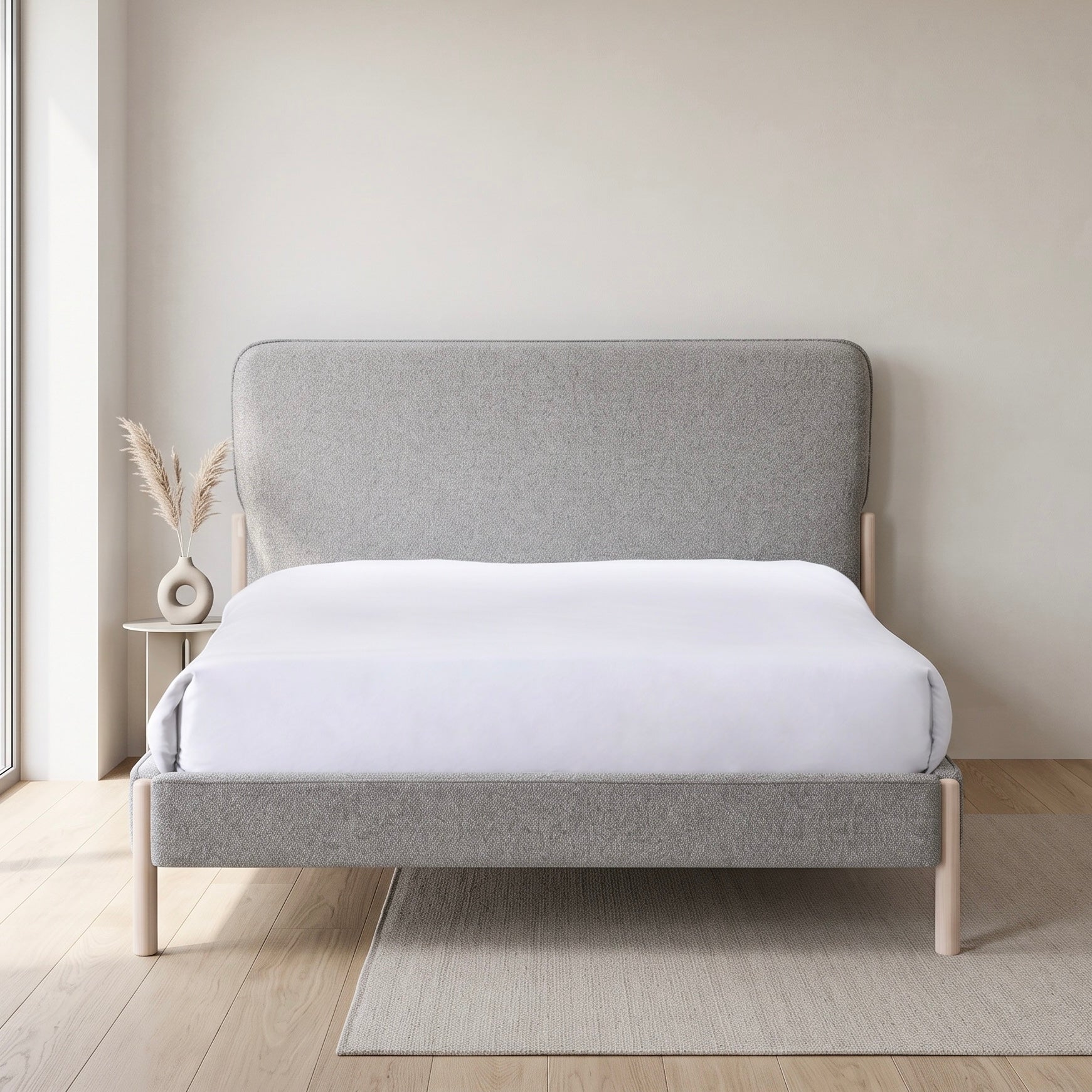 Cove Bedframe – Steel Grey | Soft Weave