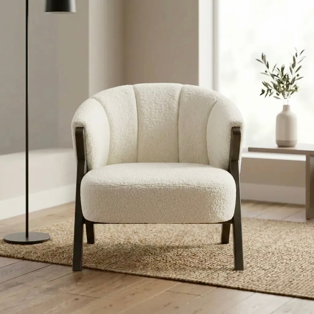 Nico Accent Chair – Sherpa Fleece | White