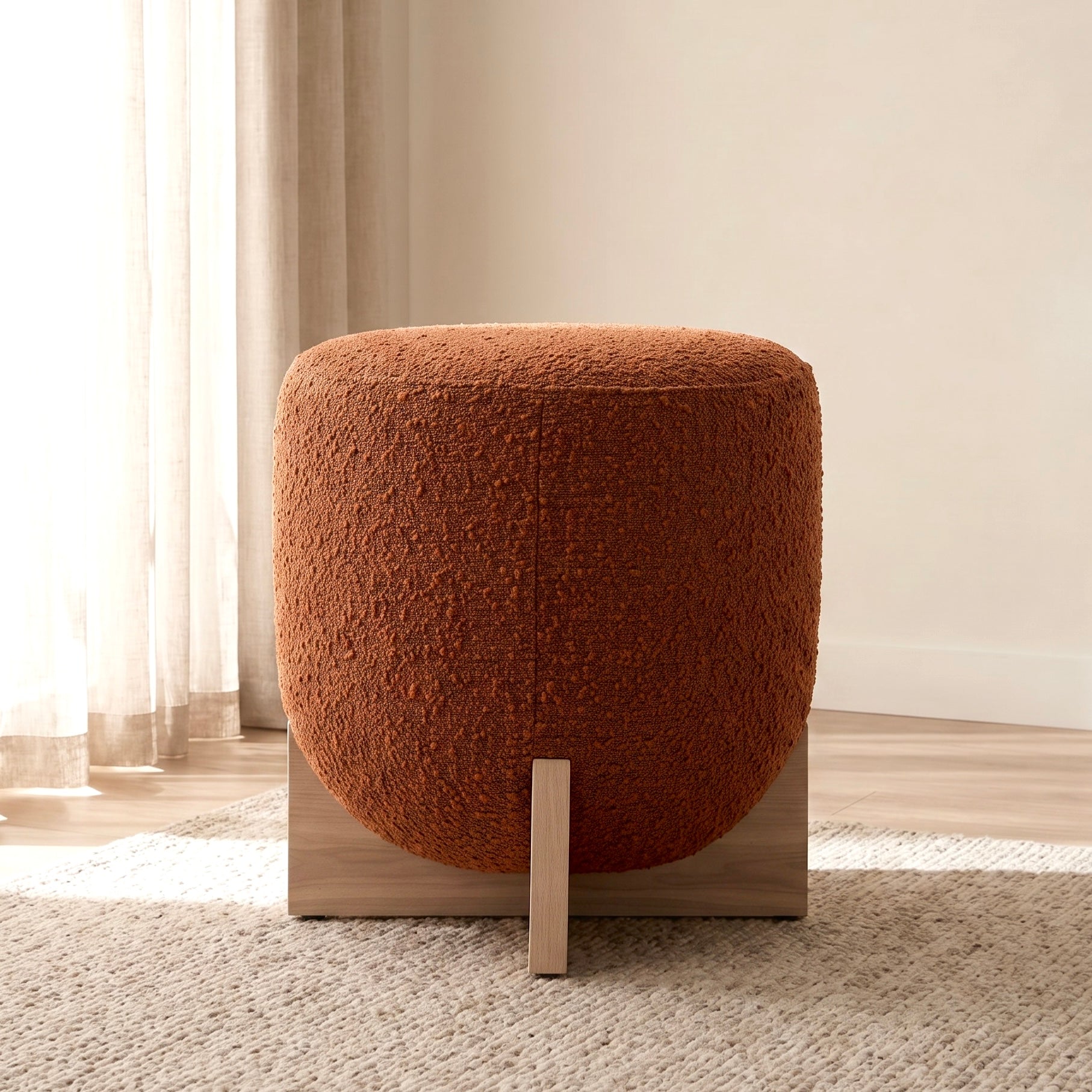 Whisper Stool – Burnt Orange | Boucle