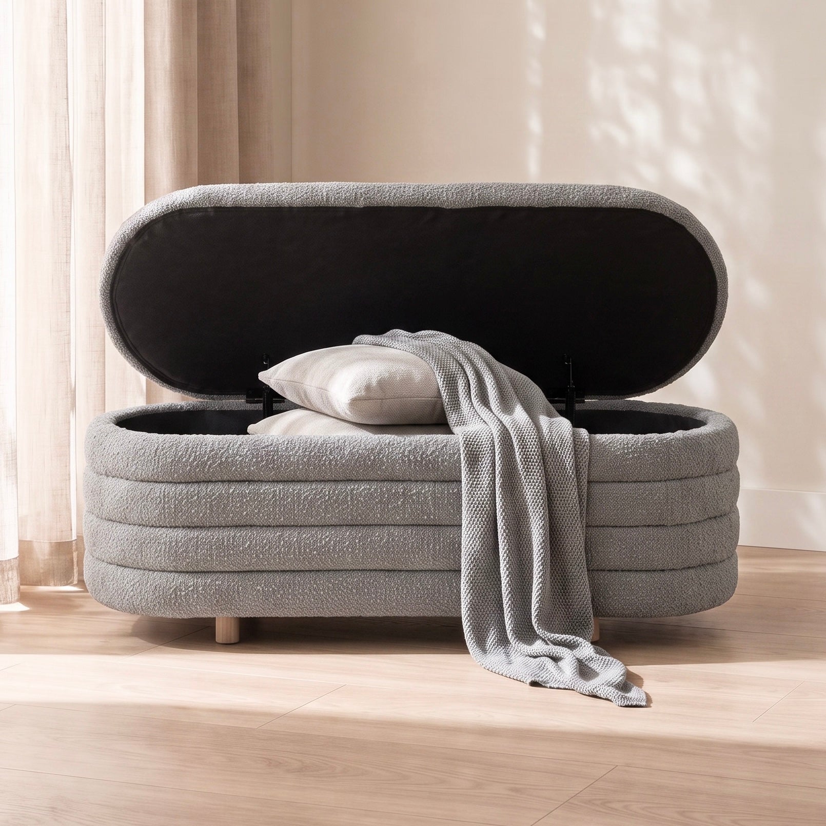 Ripple Ottoman – Dove | Velvet
