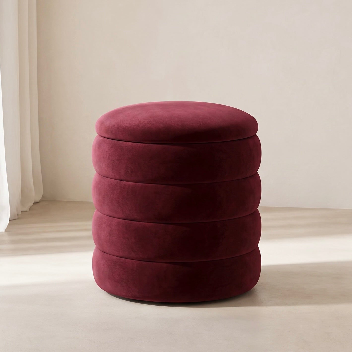 Ripple Ribbed Stool – Wine | Velvet