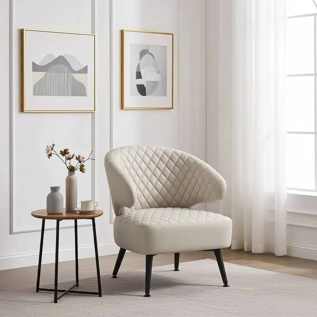 Gemma Accent Chair – PU Leather | Beige