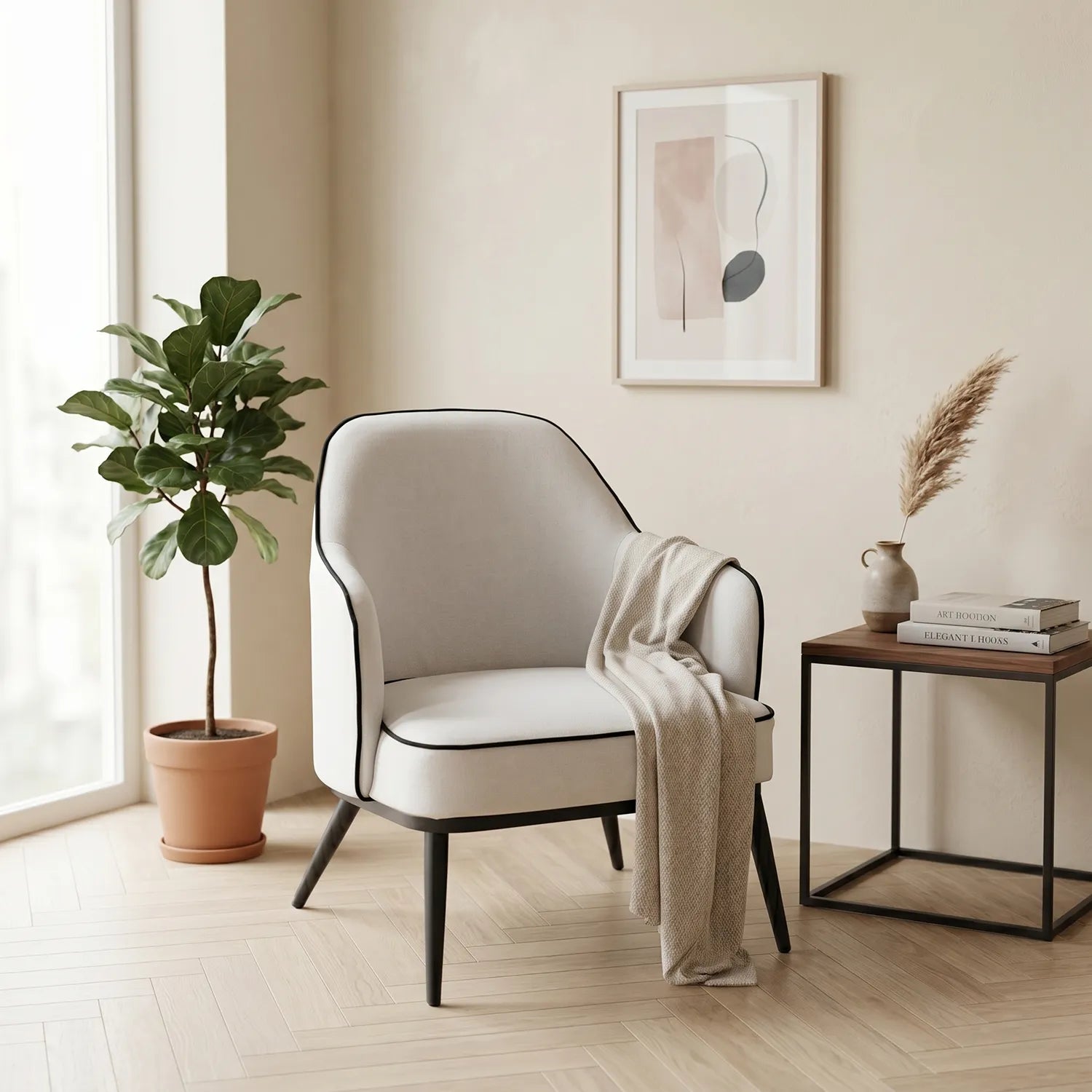 Karoll Accent Chair – Linen | Cream