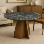 Lina Dining Table – Round | Black Marble
