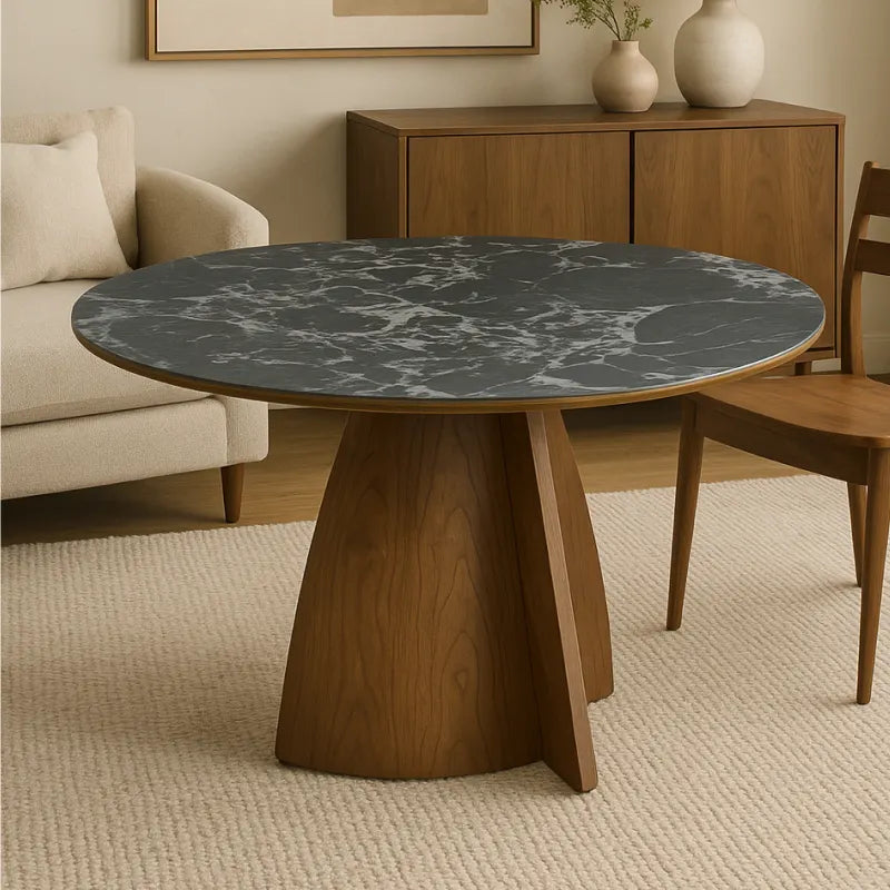 Lina Dining Table – Round | Black Marble