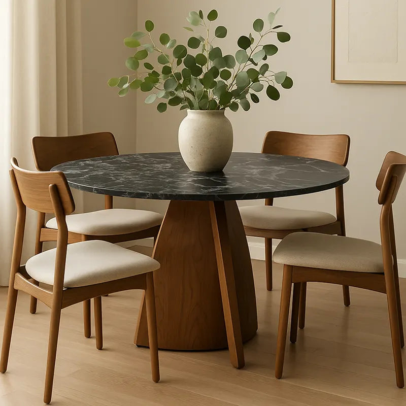 Lina Dining Table – Round | Black Marble