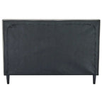 Black leather headboard on a white background
