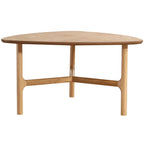 Wooden triangle table on a white background