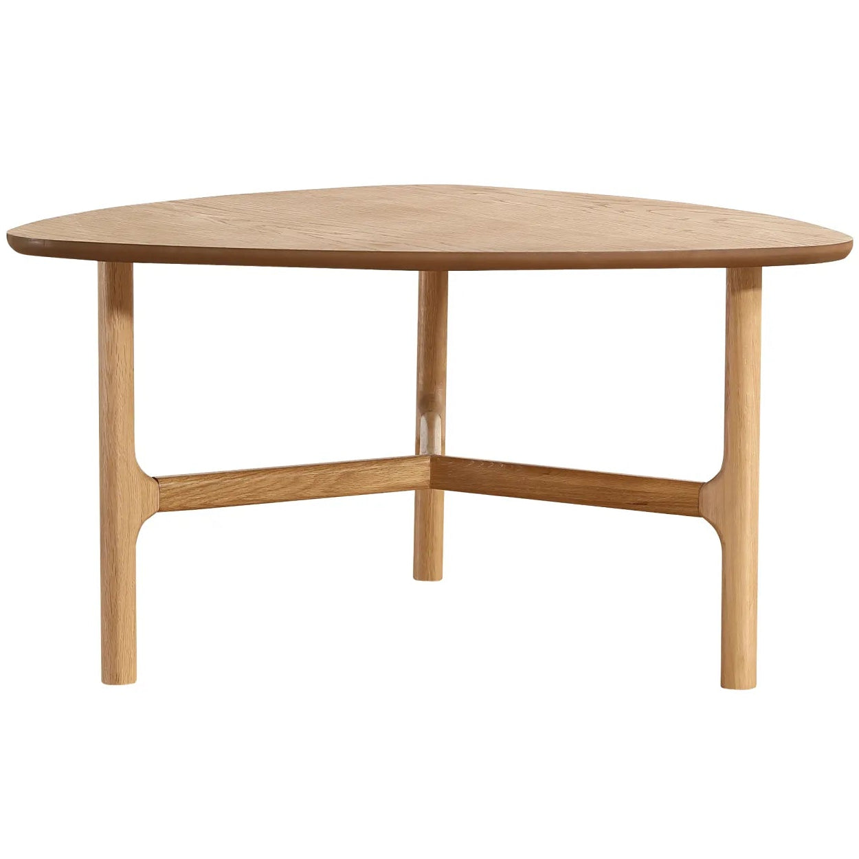 Wooden triangle table on a white background