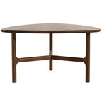 Triangle wooden table on a white background