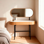 Mossley Dressing Table & Mirror – One Drawer | Natural Oak