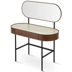 Modern console table with mirror on a white background