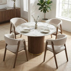 Marcio Dining Table – Round | Vein White Marble