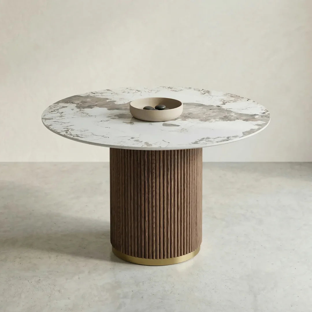 Marcio Dining Table – Round | Vein White Marble
