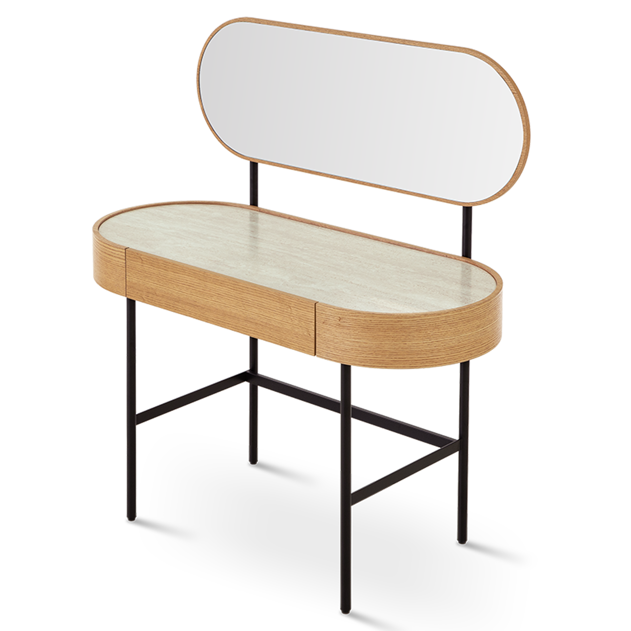Mossley Dressing Table & Mirror – One Drawer | Natural Oak