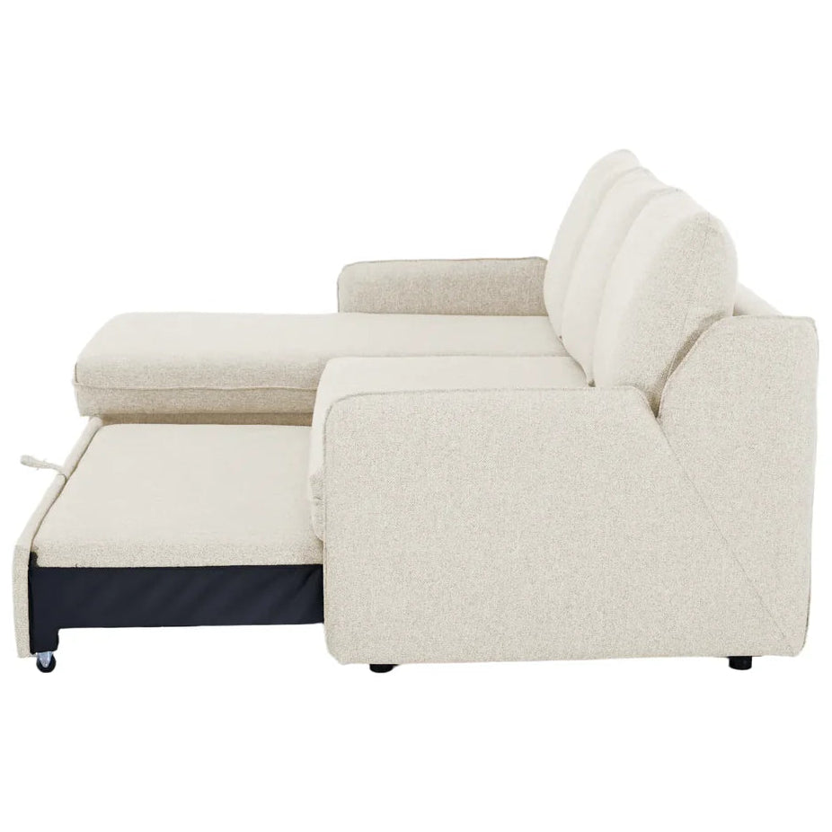 Movra Corner Sofa Bed (Storage) – 3 Seater | Cream