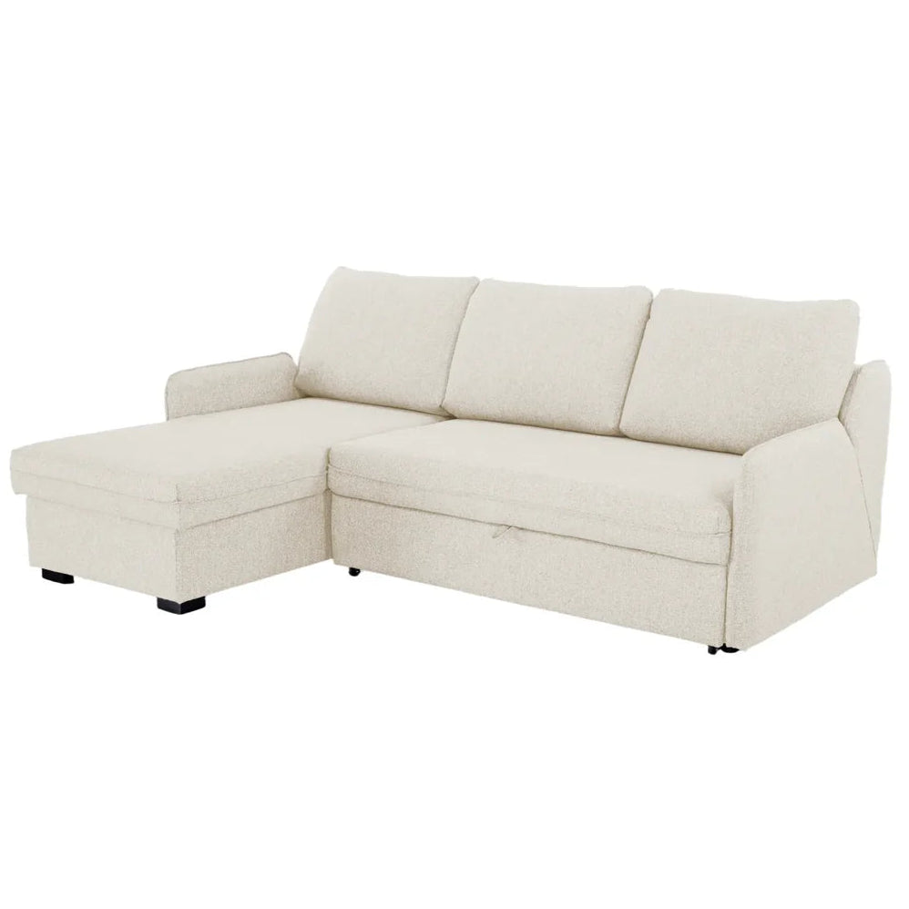 Movra Corner Sofa Bed (Storage) – 3 Seater | Cream