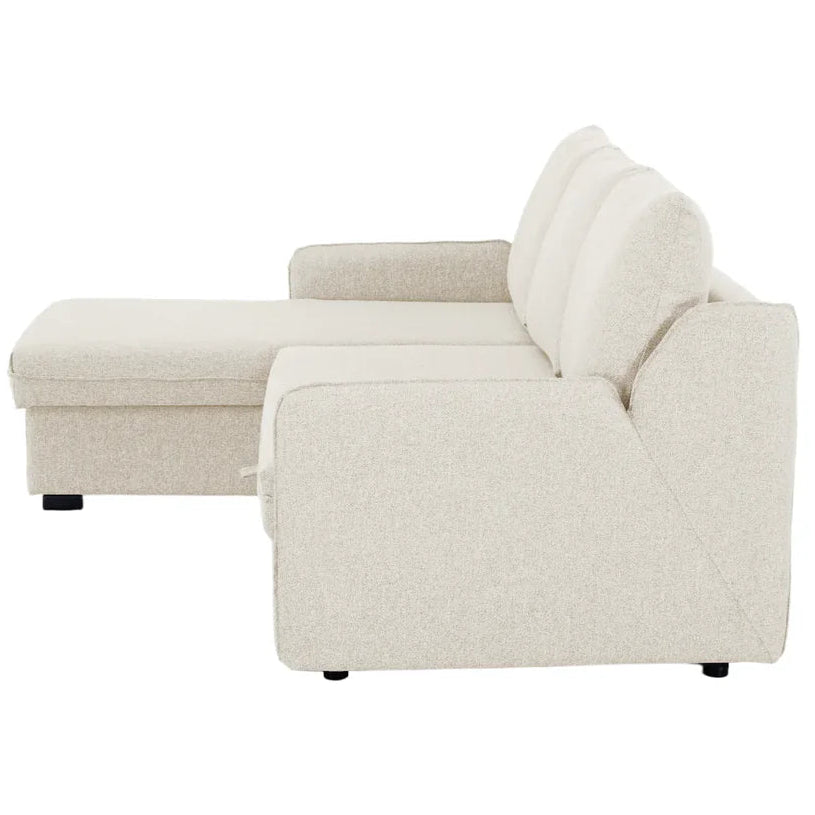 Movra Corner Sofa Bed (Storage) – 3 Seater | Cream