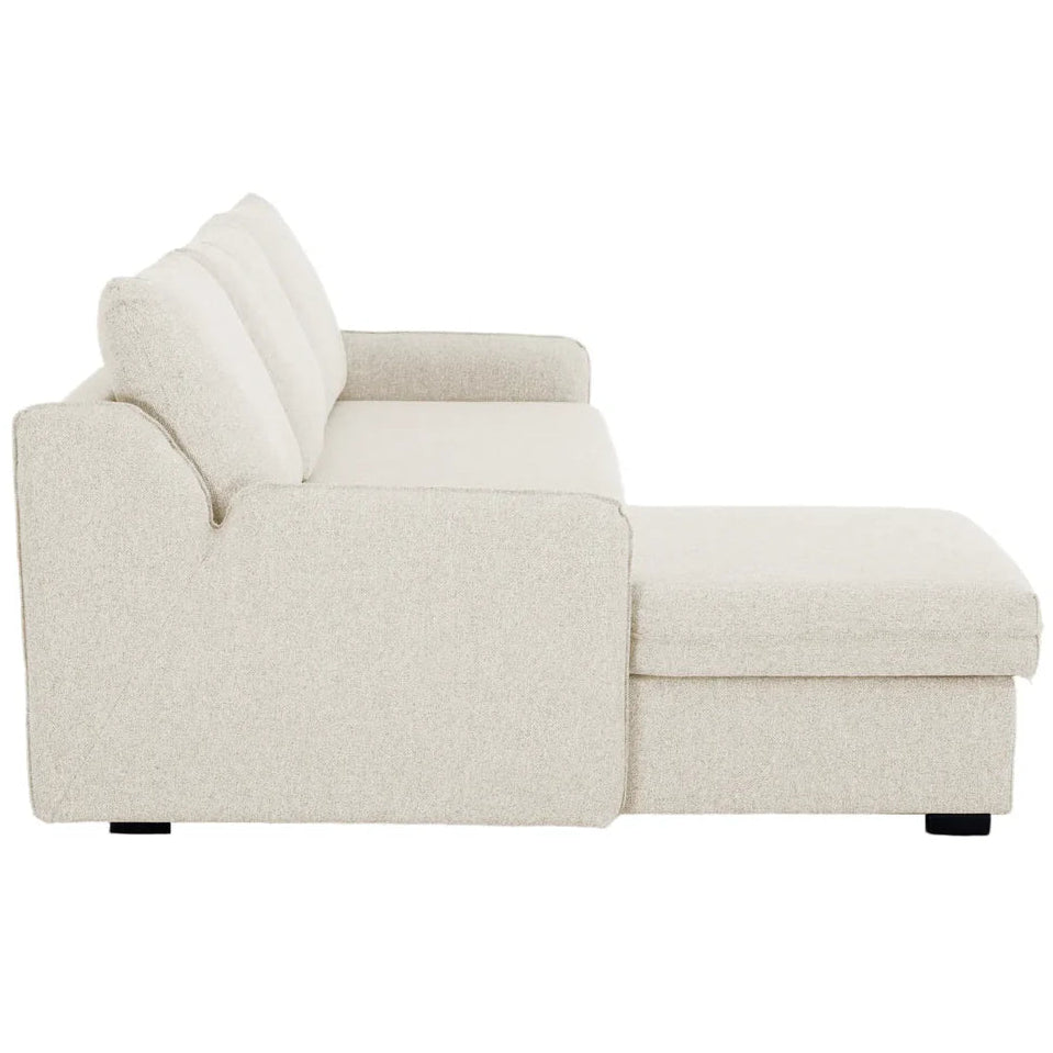 Movra Corner Sofa Bed (Storage) – 3 Seater | Cream