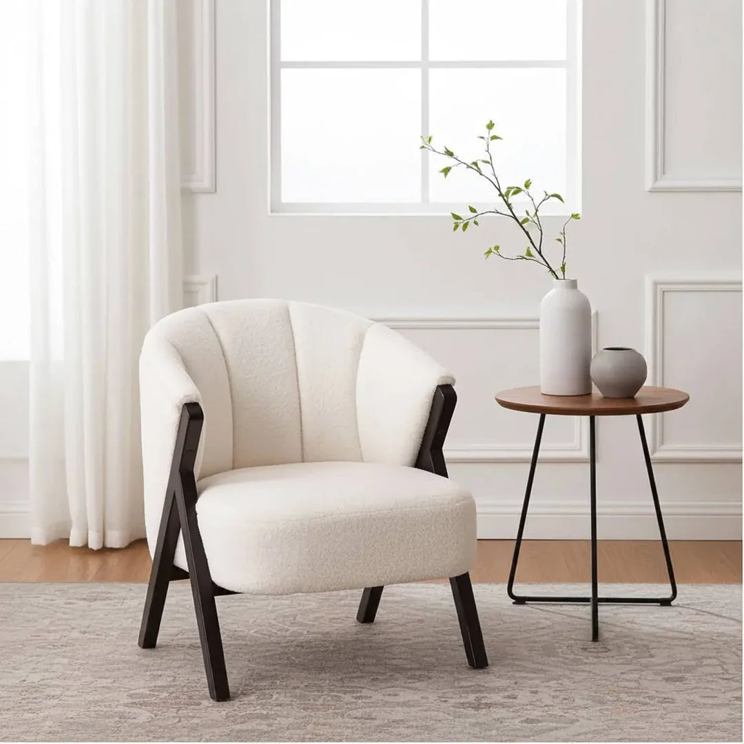 Nico Accent Chair – Sherpa Fleece | White