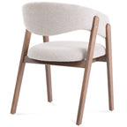 Chair with beige cushioned seat and backrest on a white background
